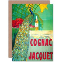 Advert Cognac Drink Beverage Peacock Birthday Card