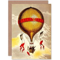 Artery8 Advert Balloon Hot Air Lachambre France Greetings Card in Yellow