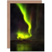 Artery8 Aurora Borealis Nothernlights Green Photo Birthday Greetings Card