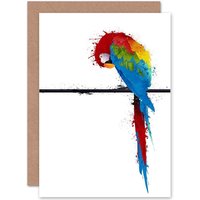 Artery8 Dt Paint Splat Parrot Birthday Greetings Card