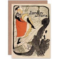Artery8 Gardens Paris Jane Avril Toulouse Lautrec France Greetings Card in Beige