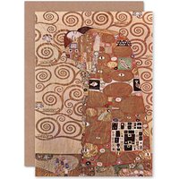 Artery8 Gustav Klimt Fulfilment Painting Greetings Card in Brown