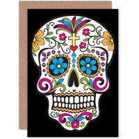 Artery8 Decorative Skull Day Of The Dead Birthday Greetings Card