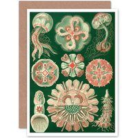 Artery8 Nature Ernst Haeckel Biology Sea Creature Germany Greetings Card in Green