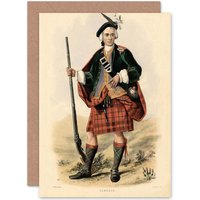 Artery8 Portrait Highland Clan Scotland Tartan Cameron Greetings Card