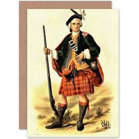 Artery8 Painting Portrait Highland Clan Scotland Tartan Greetings Card