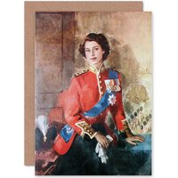 Artery8 Painting Queen Elisabeth Military Regalia Portrait Greetings Card