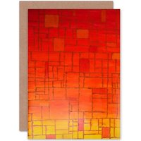 Artery8 Piet Mondrian Abstract Red Old Master Painting Greetings Card