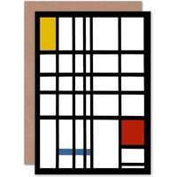 Artery8 Piet Mondrian Cubes Greetings Card in White