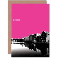 Wee Blue Coo Leith Shore Edinburgh Pink Scottish Scotland Card