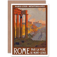 Artery8 Travel Ruin Forum Rome Italy Birthday Greetings Card in Brown