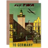 Travel Twa Airline Germany Advertising Retro Goodbye Card