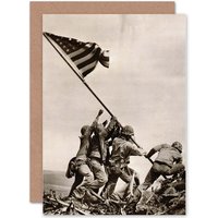 World War 2 Iwo Jima Stars Stripes Flag Art Card