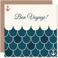 Bon Voyage Seafarer Anchor Sea Waves Goodbye Card