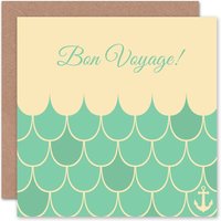 Bon Voyage Abstract Ocean Waves Sailor Goodbye Card