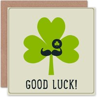St Patricks Lucky Clover Moustache Irish Good Luck Card