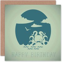 Sea Bird Ocean Octopus Birthday Card
