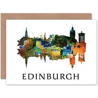 Scottish City Skyline Reflection Edinburgh Scotland Card