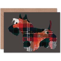 Scottish Terrier Dog Colourful Tartan Scottish Scotland Card