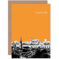 Wee Blue Coo Photo Cityscape View Skyline Glasgow Scotland Card