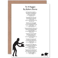 Artery8 Robert Burns Poem Lyrics To A Haggis Scotland Greetings Card in White
