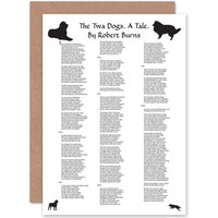 Artery8 Robert Burns Poem Lyrics The Twa Dogs Scotland Greetings Card in White