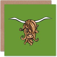 Highland Bull Horns Cool Cow Scottish Scotland Card