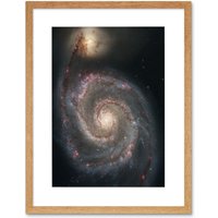 Artery8 NASA Space Photo Hubble Whirlpool Galaxy M51 12x16" Framed Art Print in Light Oak