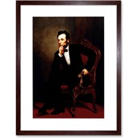 Artery8 Wall Art Print Abraham Lincoln Portrait Healy Painting 1869 President Sitting on Chair Deep in Thought Artwork Framed in Brown