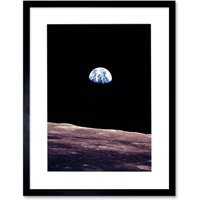 Earthrise Space Photo Planet Earth Lunar Moon Crater Surface 1968 NASA Bill Anders Timeless Picture Framed Wall Art Print Picture 12X16 inch