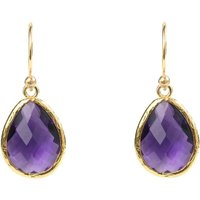 Latelita Women's Petite Drop Earrings Amethyst Hydro Gold in Purple