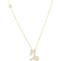 Latelita Women's Zodiac Star Sign Pendant Necklace Gold Capricorn in White