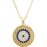 Latelita Women's Greek Evil Eye Disc Pendant Necklace Gold in Blue