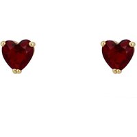 Asscher Cut Heart Stud Earrings Gold Ruby