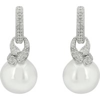 Latelita Women's Tie The Knot Drop Pearl Earrings Silver in White