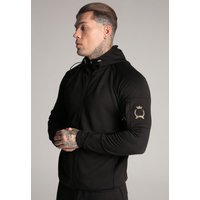 SikSilk Men's Grey Full zip Hoodie in Black | Size: Medium