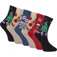 Britwear Women's Set of 6 Christmas Festive Novelty Socks | Size: 4-7