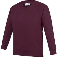 AWDis Academy Crew Neck Raglan School Sweatshirt in Burgundy | Size: 3-4 Years