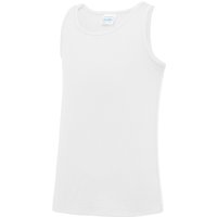 AWDis Just Cool Plain Sleeveless Vest Top in White | Size: 5-6 Years