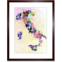 Artery8 Wall Art Print Map Painting Italy Sardinia Sicily Paint Splash Colour Artwork Framed 9X7 Inch in Brown | Size: W7" x H9"