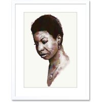 Artery8 Wall Art Print Music Painting Portrait Nina Simone By Chris Evry Artwork Framed 9X7 Inch in White | Size: W7" x H9"