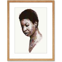 Artery8 Wall Art Print Music Painting Portrait Nina Simone By Chris Evry Artwork Framed 9X7 Inch in Light Oak | Size: W7" x H9"