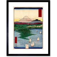 Artery8 Wall Art Print Painting Japan Woodblock Noge Yokohama Artwork Framed 9X7 Inch in Black | Size: W7" x H9"
