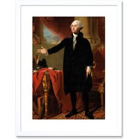 Artery8 Wall Art Print Painting Portrait Stuart US President George Washington Artwork Framed 9X7 Inch in White | Size: W7" x H9"