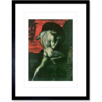 Artery8 Wall Art Print Painting Von Stuck Sisyphus Old Master Framed Artwork Framed 9X7 Inch in Black | Size: W7" x H9"