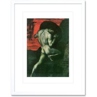 Artery8 Wall Art Print Painting Von Stuck Sisyphus Old Master Framed Artwork Framed 9X7 Inch in White | Size: W7" x H9"