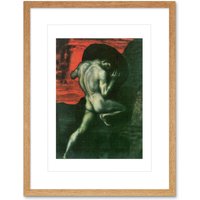 Artery8 Wall Art Print Painting Von Stuck Sisyphus Old Master Framed Artwork Framed 9X7 Inch in Light Oak | Size: W7" x H9"