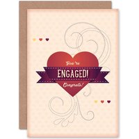 Artery8 Engagement Engaged Congratulations Happy Wedding Greetings Card in Beige
