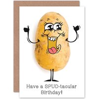 Artery8 Birthday Spud Potato Funny Humour Greetings Card in White