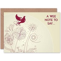 Note To Say Ornate Bird Flowers Thinking You Card